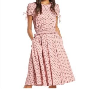 Gal Meets Glam Blush Polka Dot Midi Dress